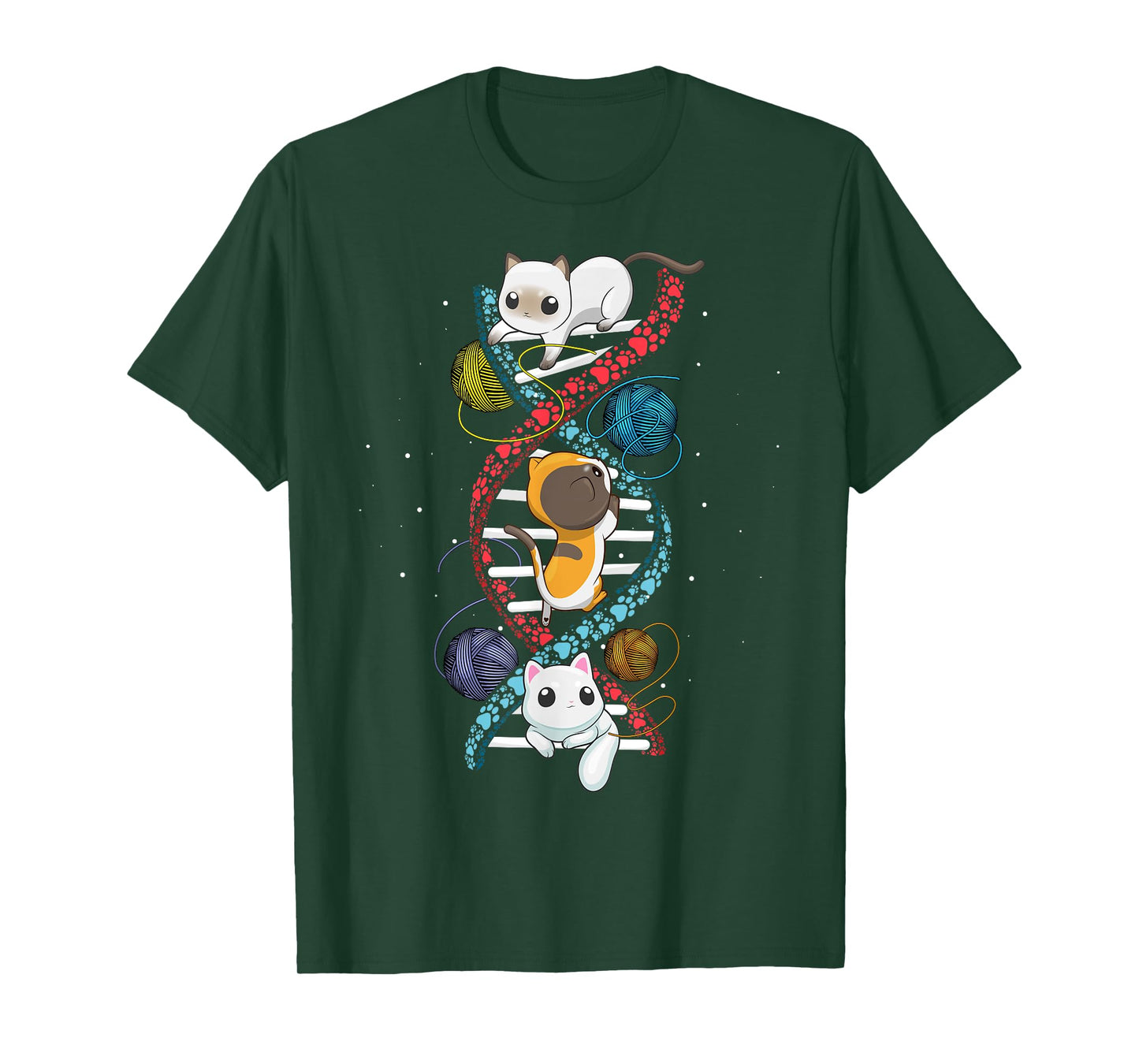 Cats DNA Cat Molecular Helix Genetics Biology Kitten Geek Men Women Girls Kids T-Shirt