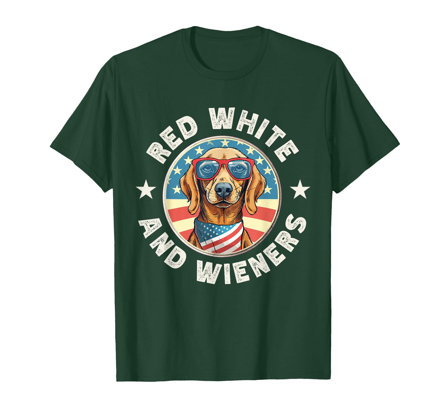 Funny Dachshund Red White and Wieners Weiner Dog 4th of July T-Shirt