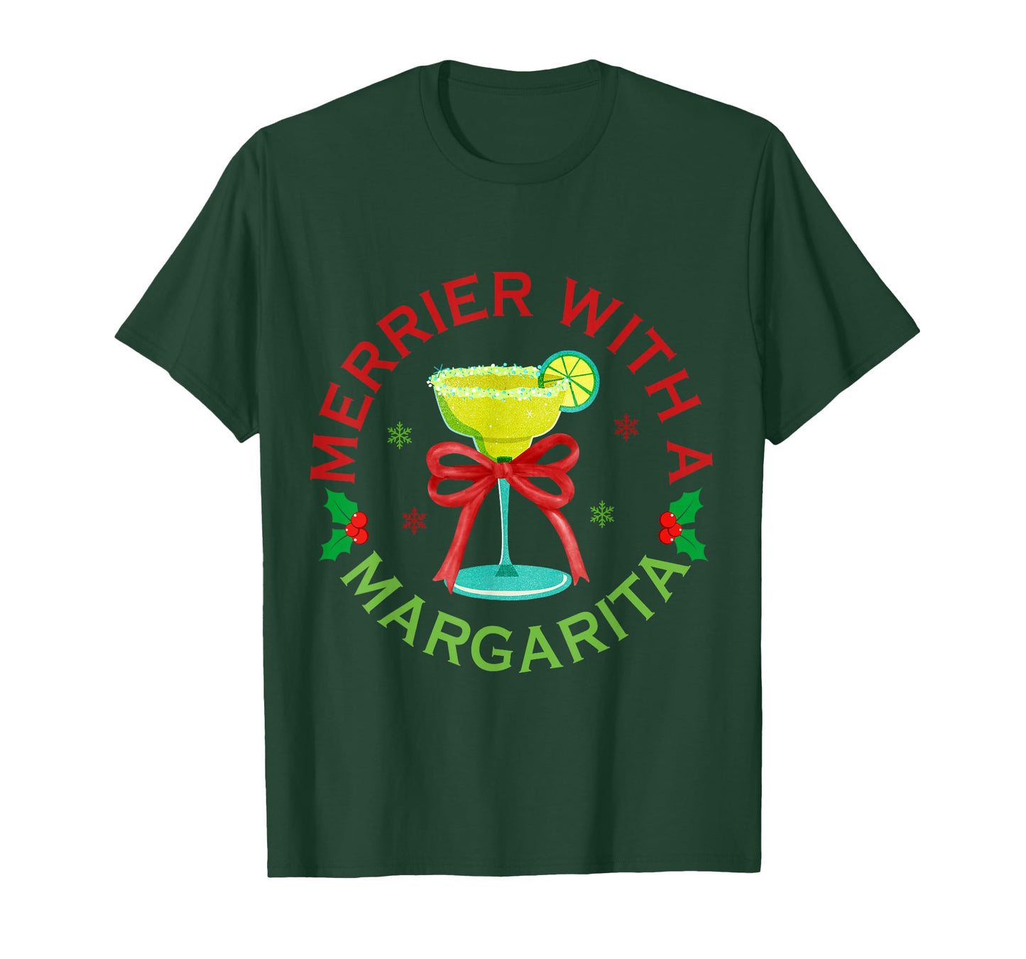 Merrier with A Margarita Christmas Drinking Margarita Lover T-Shirt