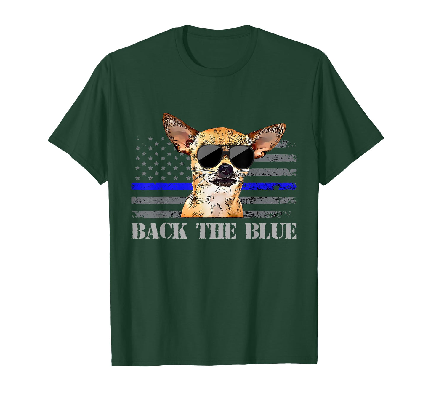 Chihuahua Thin Blue Line American Flag Police Dog T-Shirt