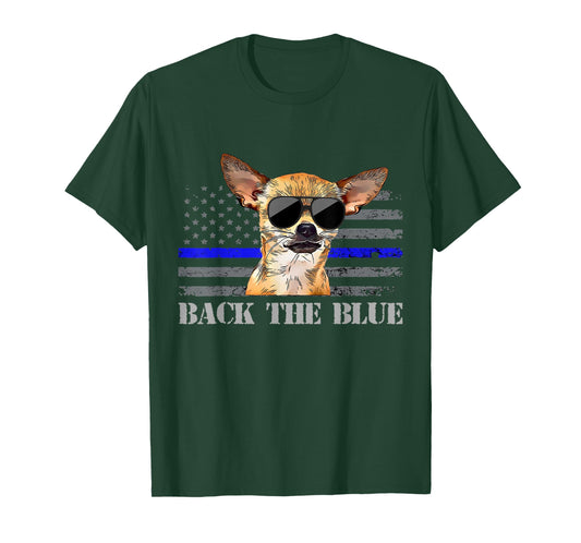 Chihuahua Thin Blue Line American Flag Police Dog T-Shirt