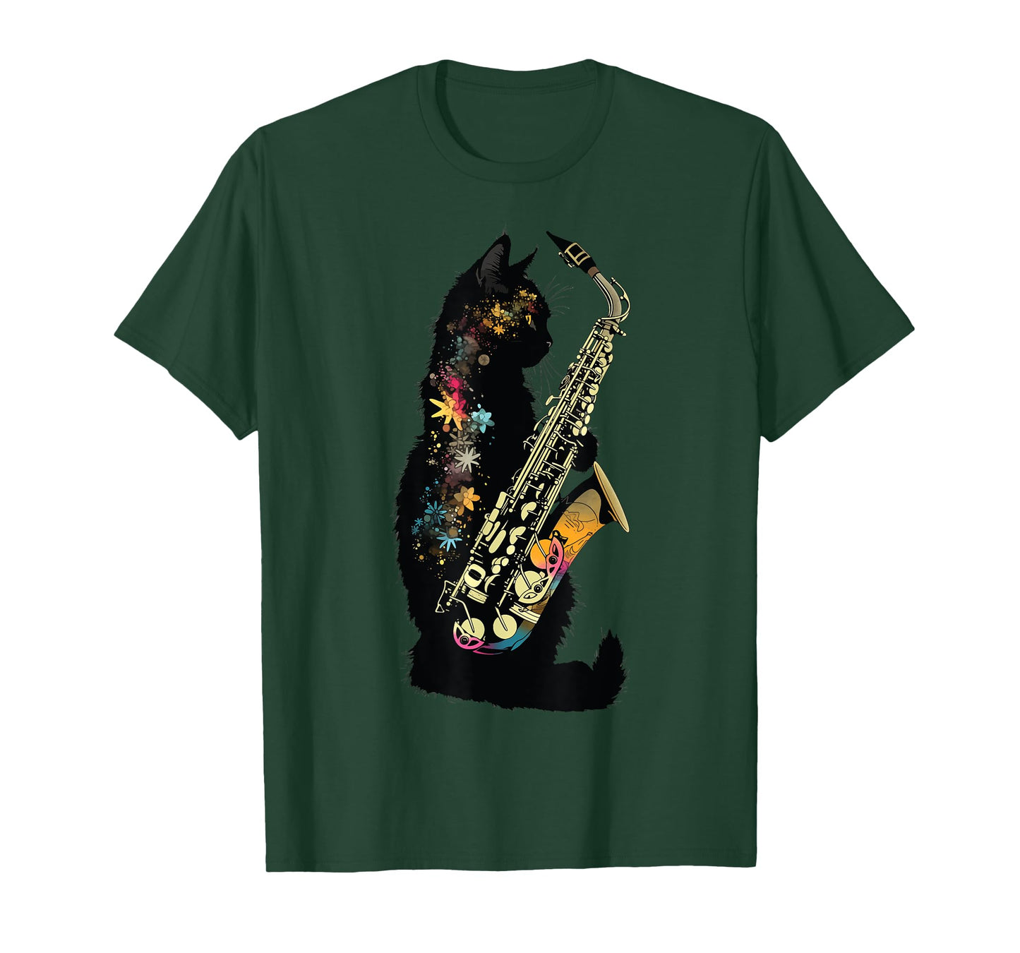 Cat With Saxophone Cat Playing Saxophone T-Shirt for Men Women Kids
