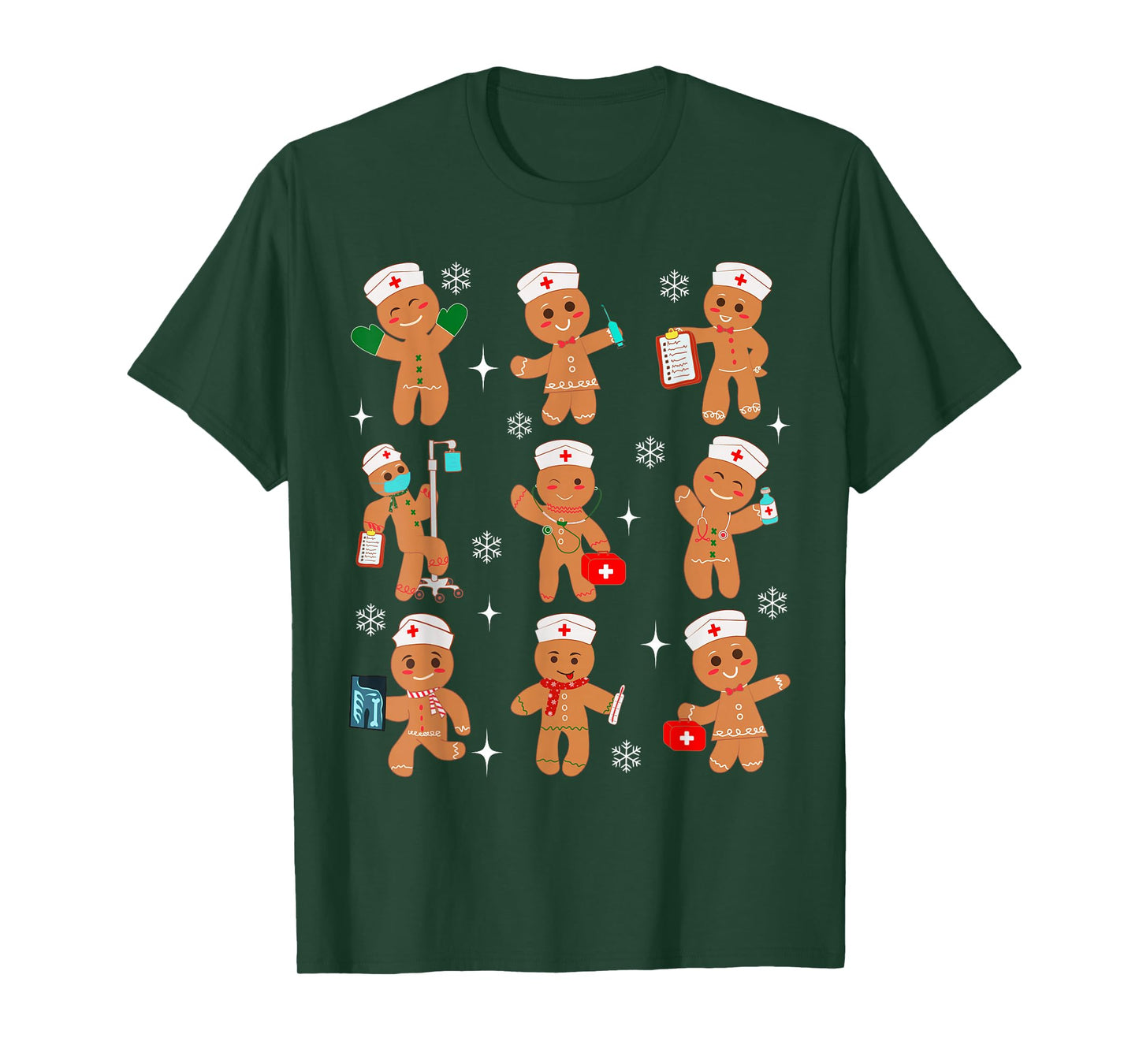 Cute Nurse Gingerbread Christmas Healthcare Workers Nursing T-Shirt