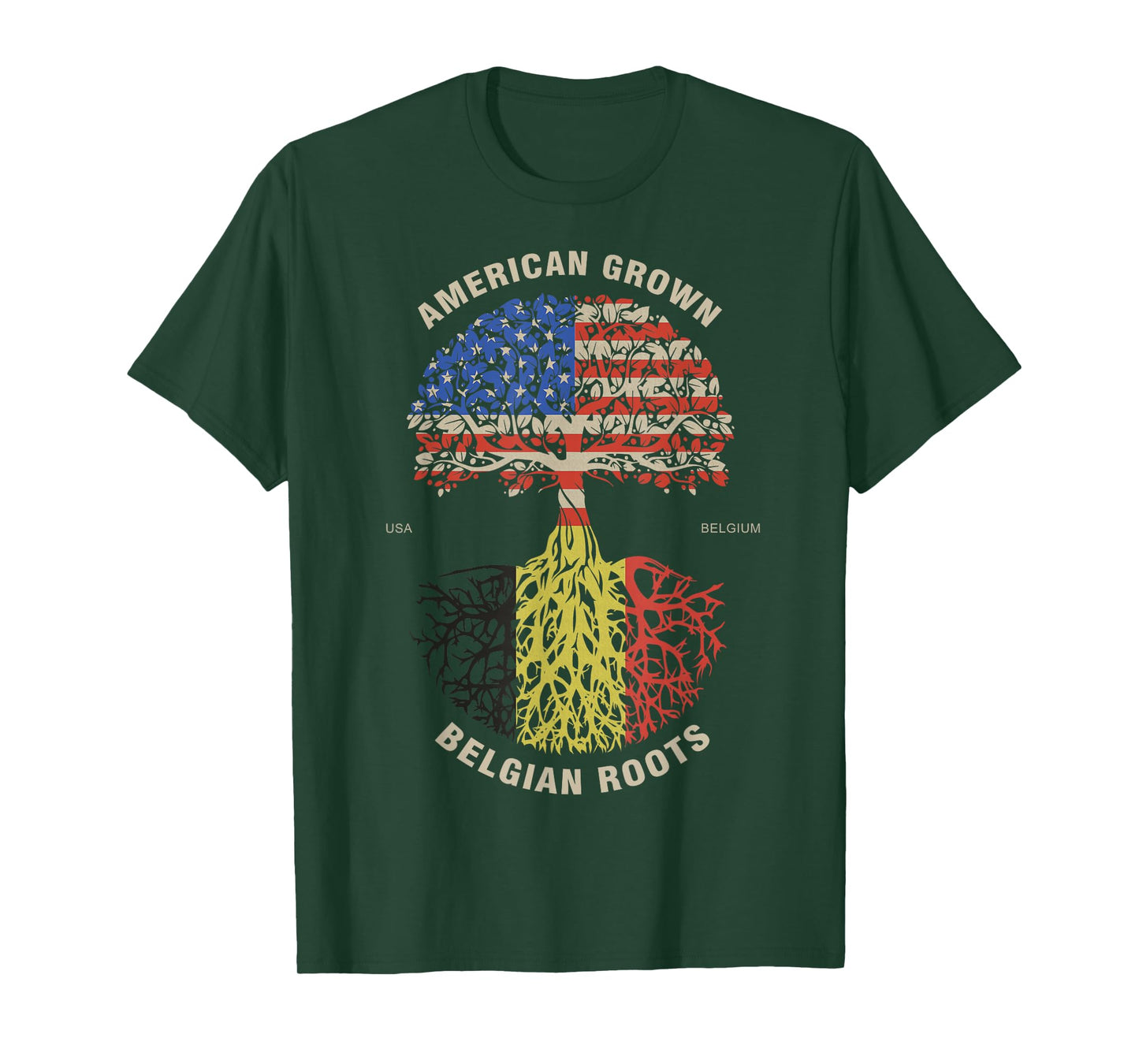 American Grown Belgian Roots Belgium Flag T-Shirt