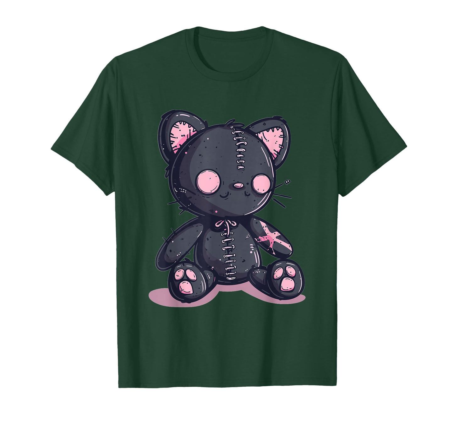 Goth Pastel Cute Creepy Kawaii Cat Kitten Voodoo Doll T-Shirt