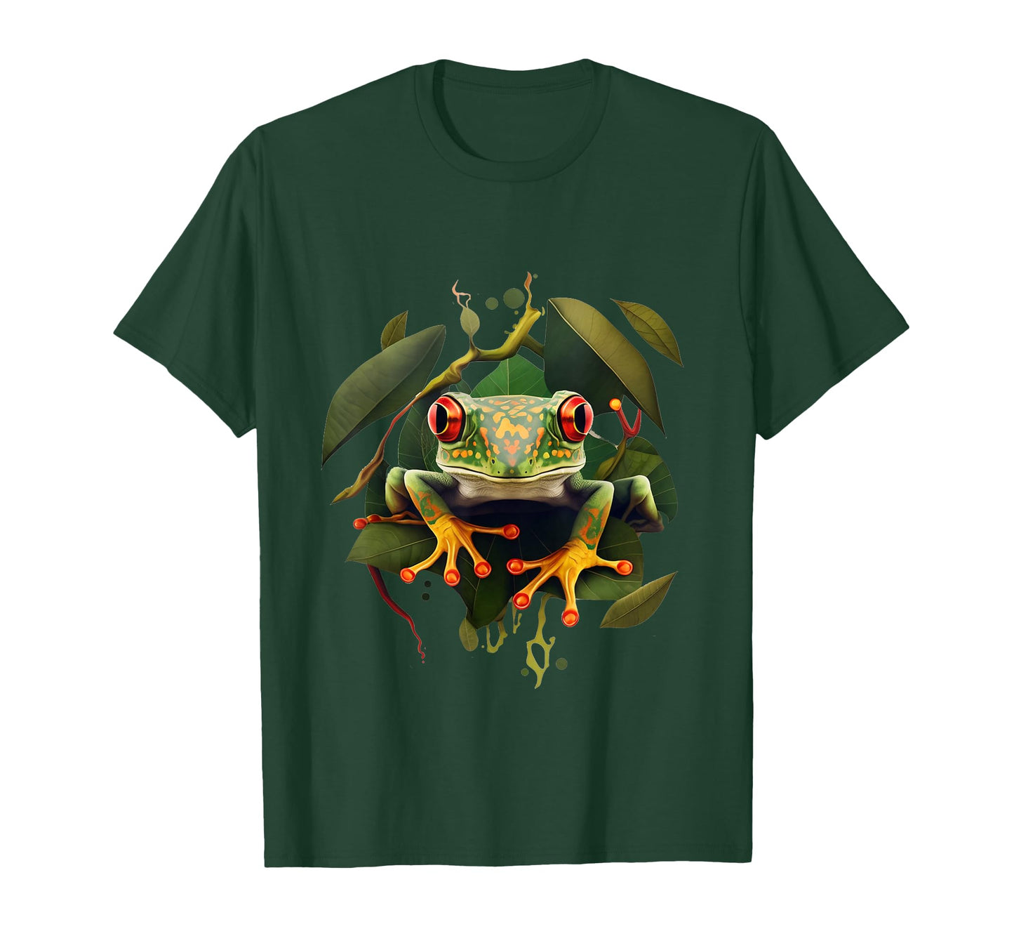 Leaping Frog Leaves Red Eyed Tree Frog Rainforest Amphibian T-Shirt