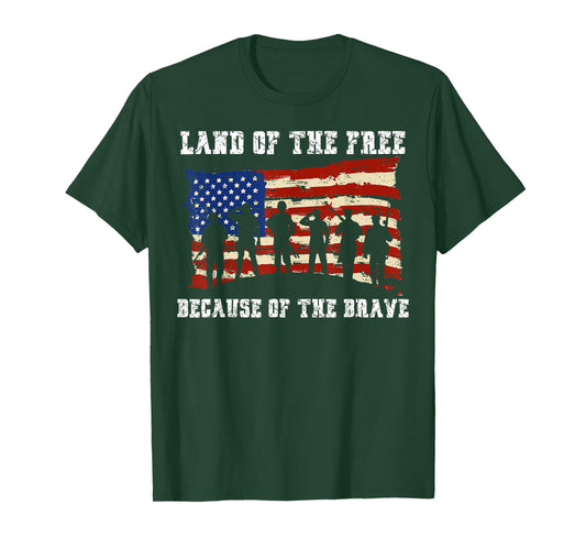 Land Of The Free Because Of The Brave USA American Flag T-Shirt