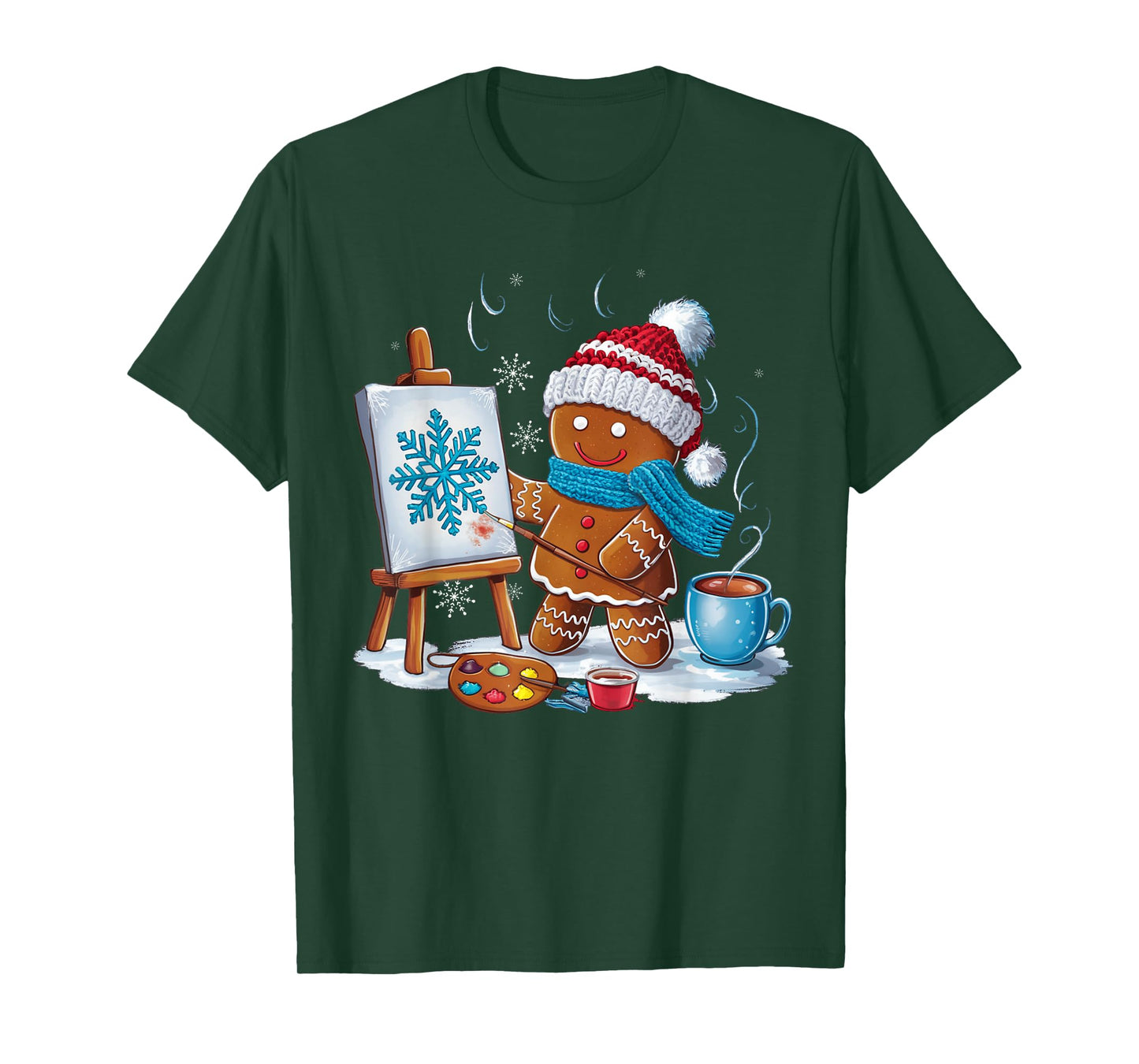 Artist Gingerbread Painter Art Teacher Student Christmas T-Shirt