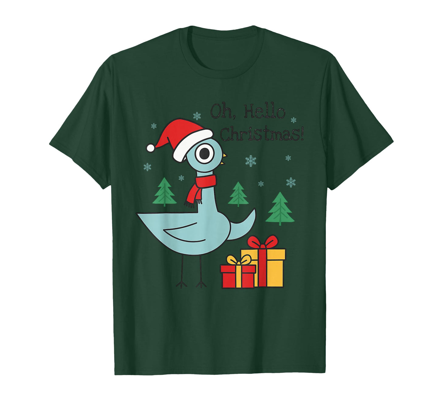 Oh Hello Christmas Pigeon Santa Hat Costume Cute Teacher T-Shirt