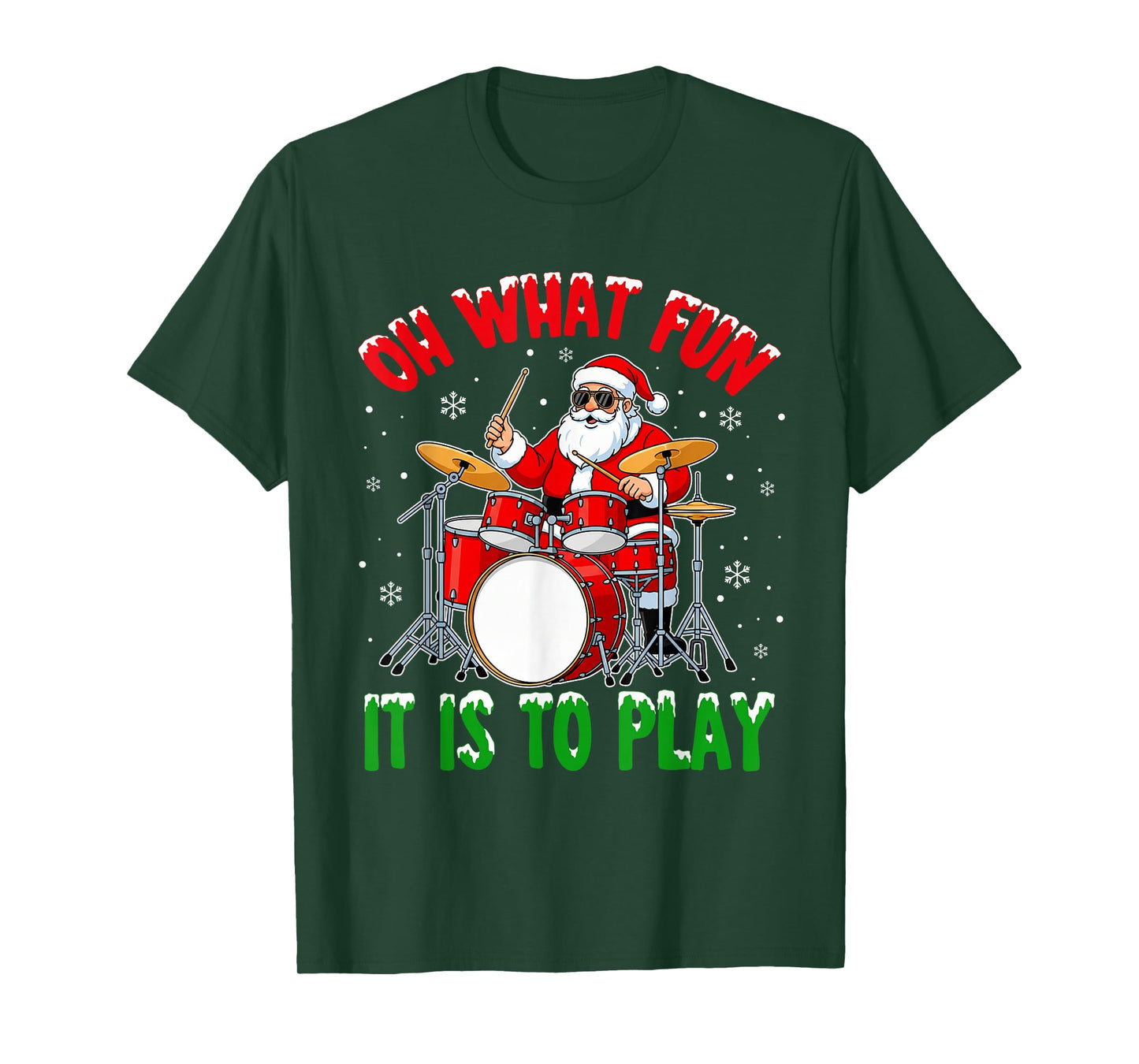 Funny Santa Playing Drums Christmas Musician Gifts T-Shirt