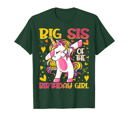 Big Sis of the Birthday Girl Dabbing Unicorn Big Sister T-Shirt