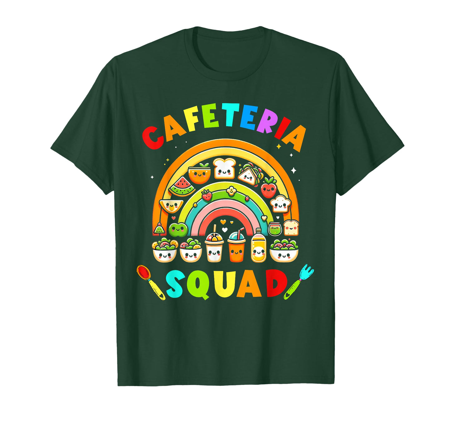 Cute Lunch Lady Crew of Food Service Rainbow Cafeteria Squad T-Shirt