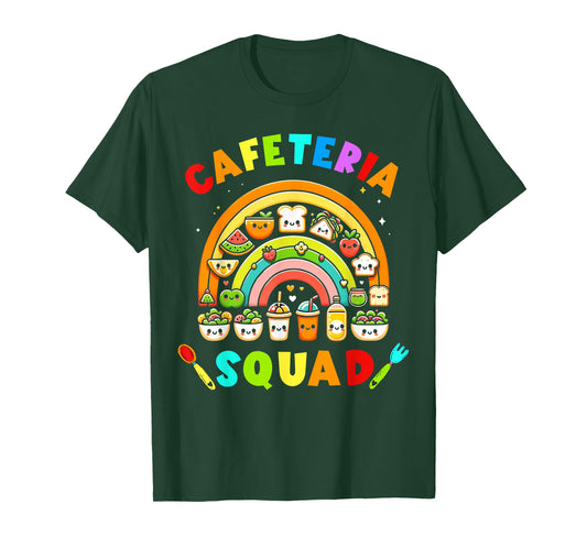 Cute Lunch Lady Crew of Food Service Rainbow Cafeteria Squad T-Shirt