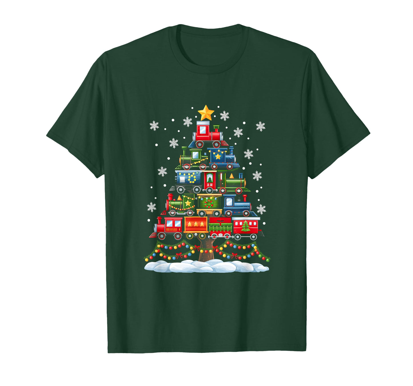 Train Lover Xmas Tree Santa Train Christmas Tree Decoration T-Shirt