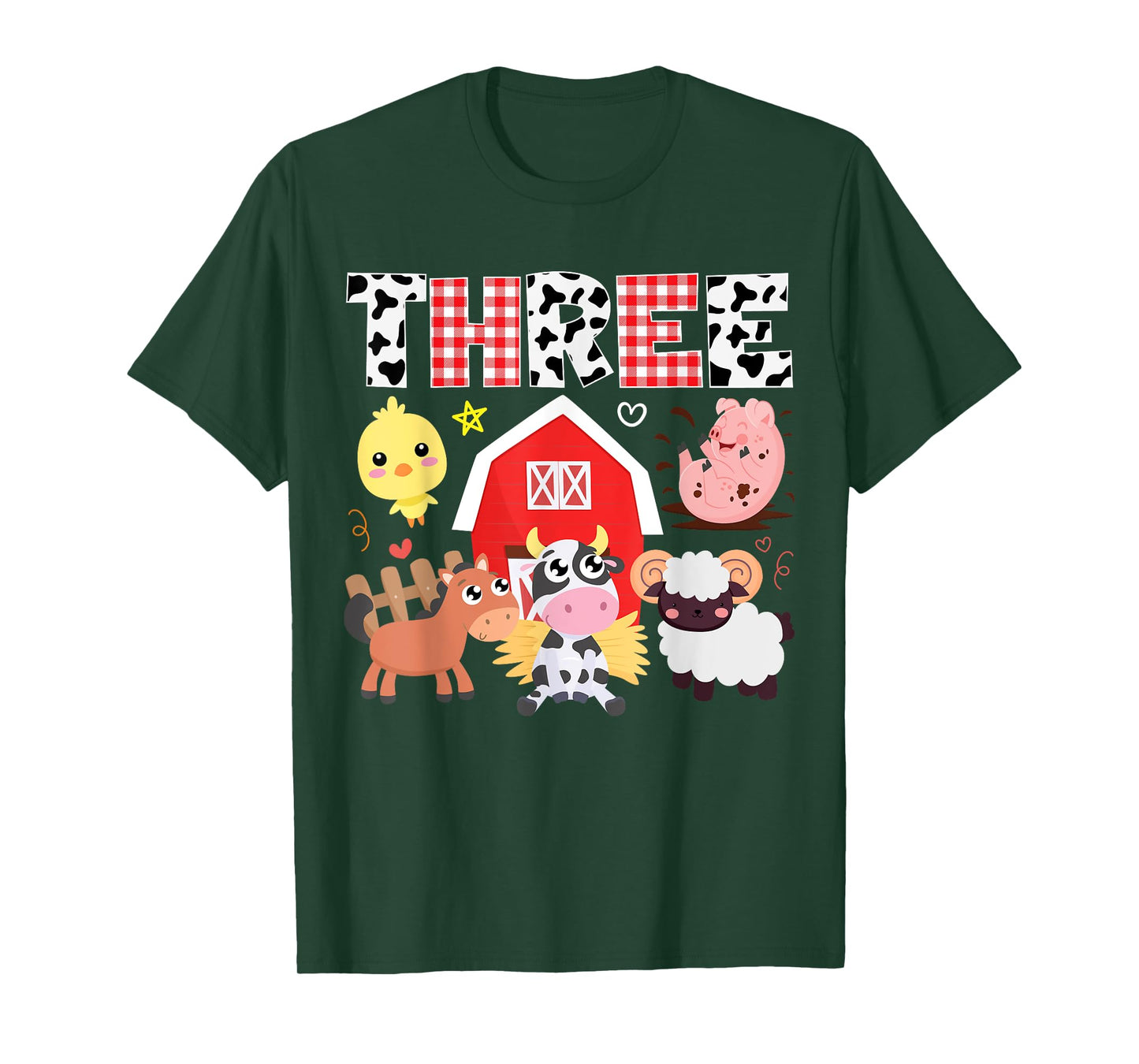 3rd Birthday Three Year Farm Theme Animals Birthday Party T-Shirt