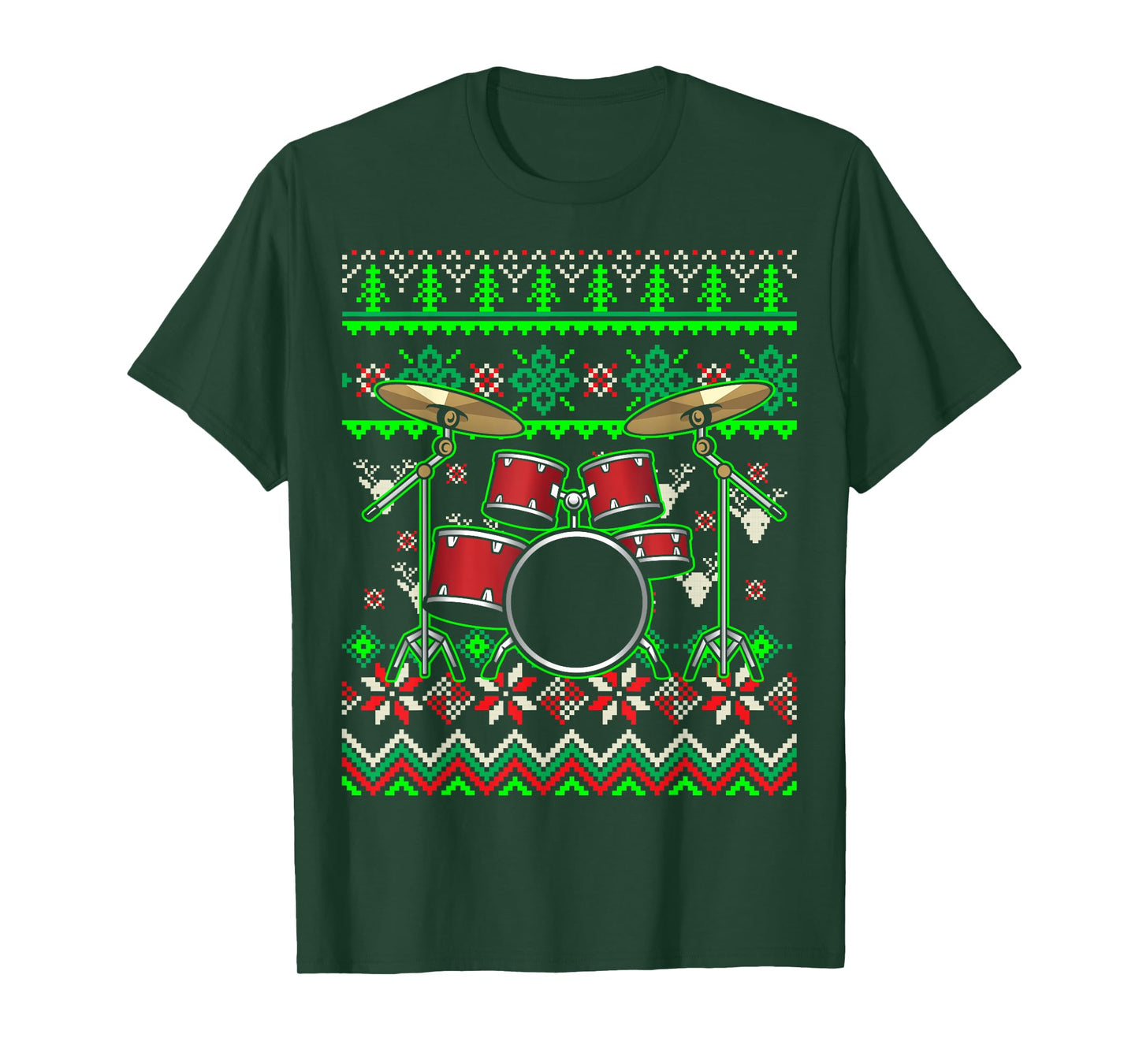 Drummer Musical Instrument Ugly Christmas Drums T-Shirt