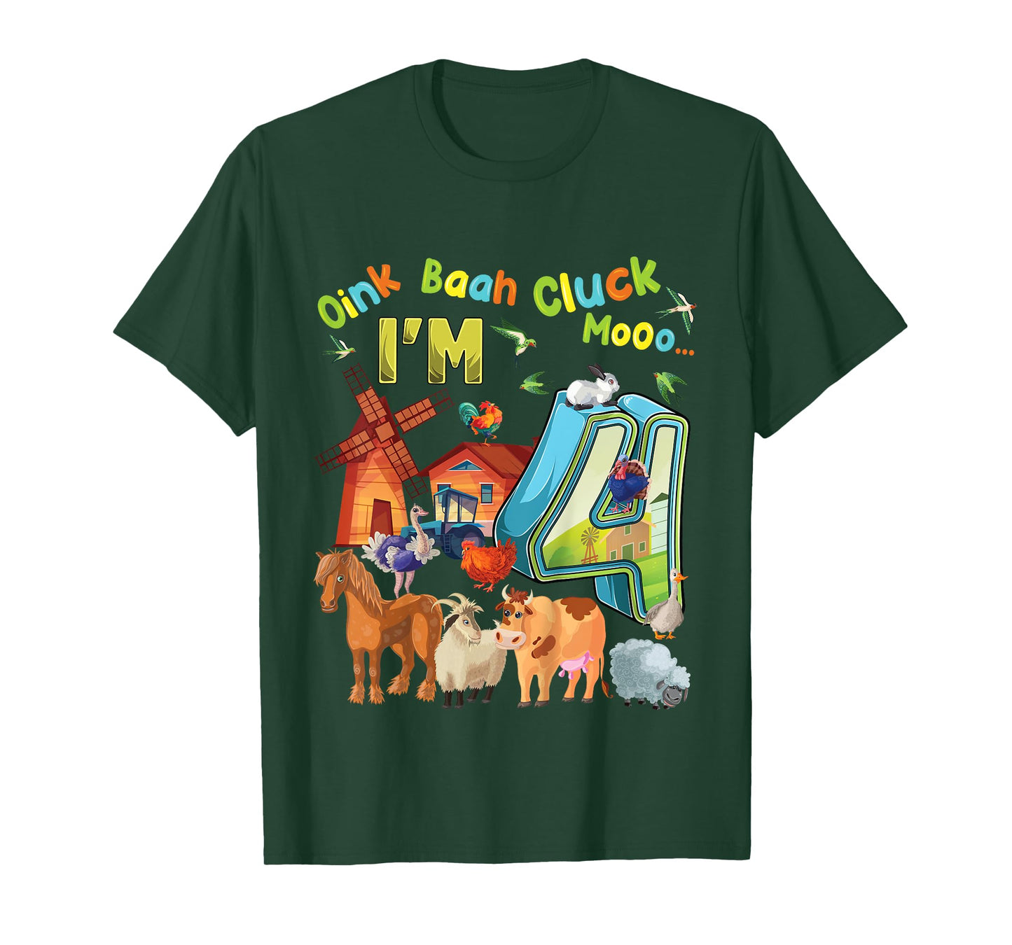 Barnyard 4th Birthday Farm Animals 4 Years Old Farming T-Shirt
