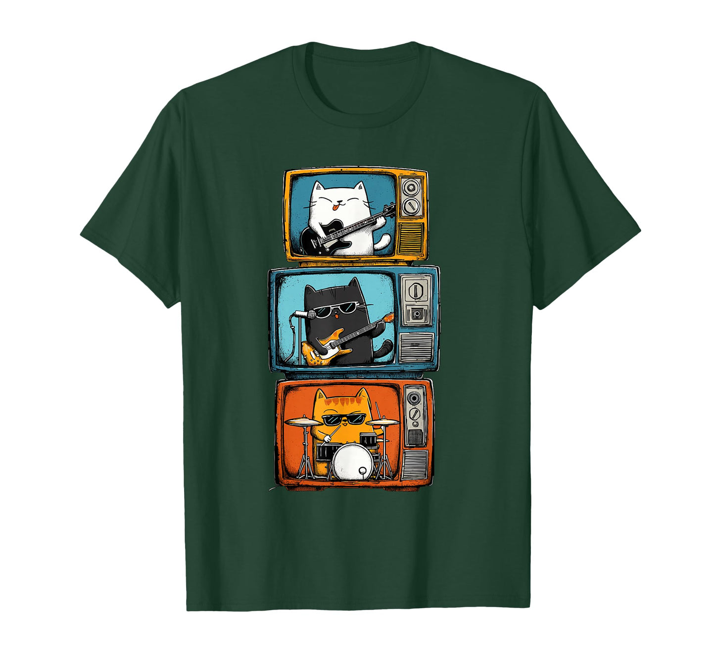 Novelty Cats Band Guitar Drums Men Kids Women Funny Y2K T-Shirt