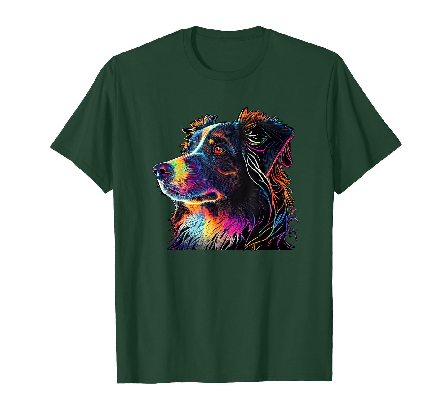 Australian Shepherd Mini Colorful Abstract Line Art T-Shirt