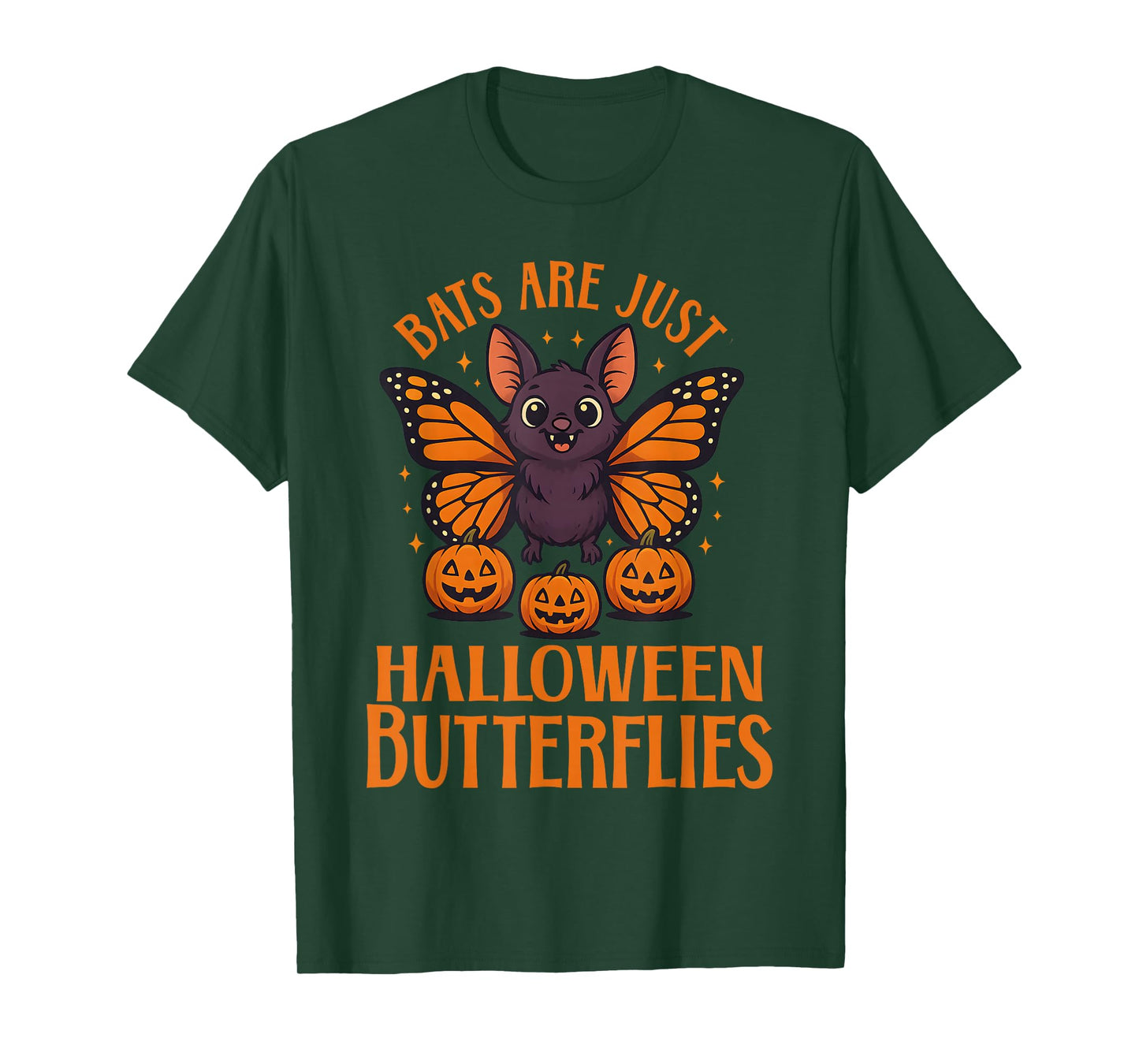 Creepy Cute Bat Halloween Butterfly with Pumpkins Funny Fall T-Shirt