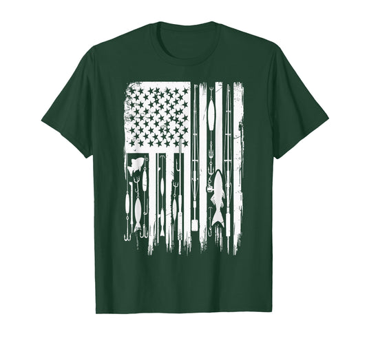 Outdoor Fishing American Flag Fisherman Fish Lover T-Shirt