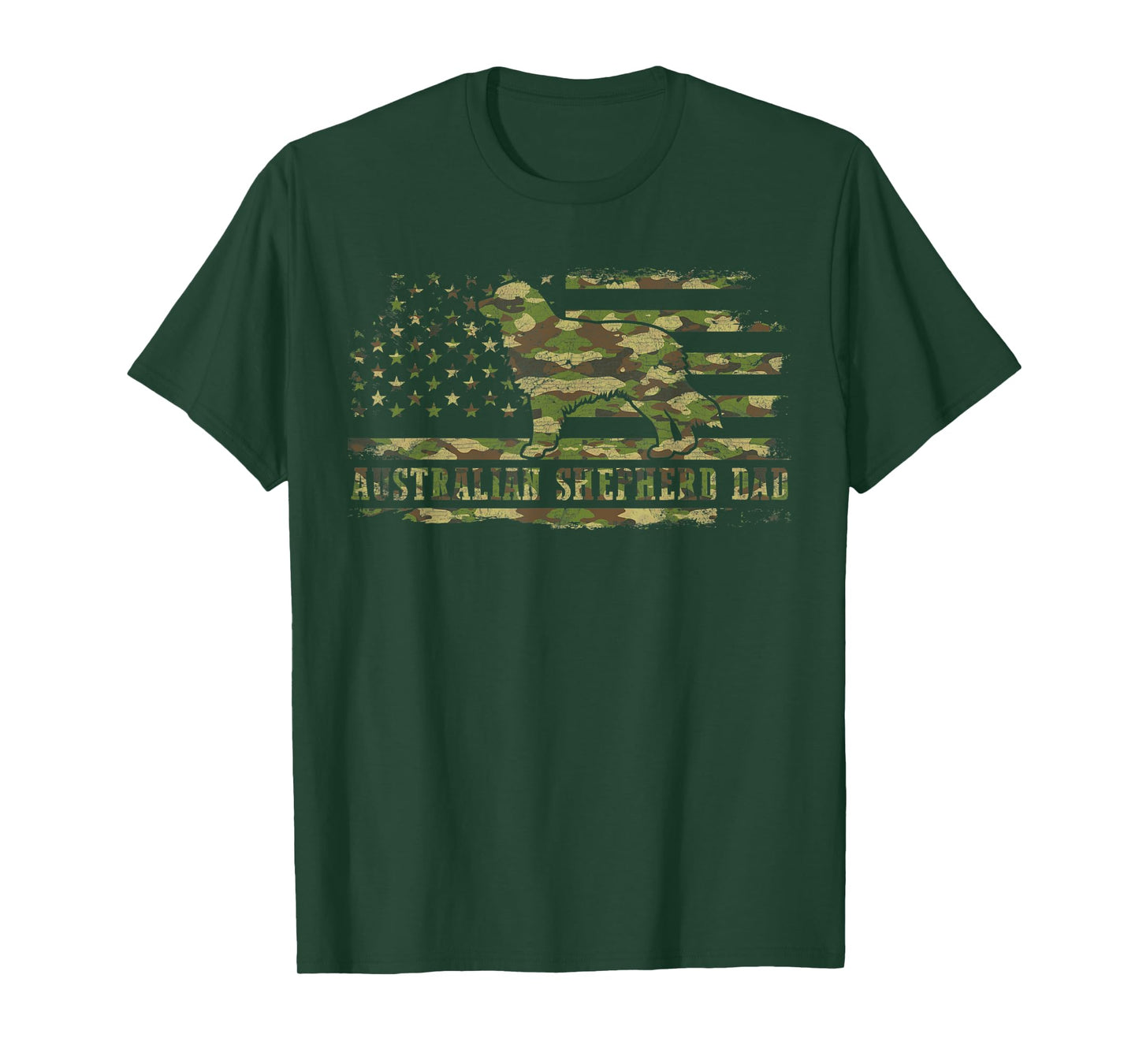 Australian Shepherd Dad Camo American Flag Patriotic Dog T-Shirt for Men