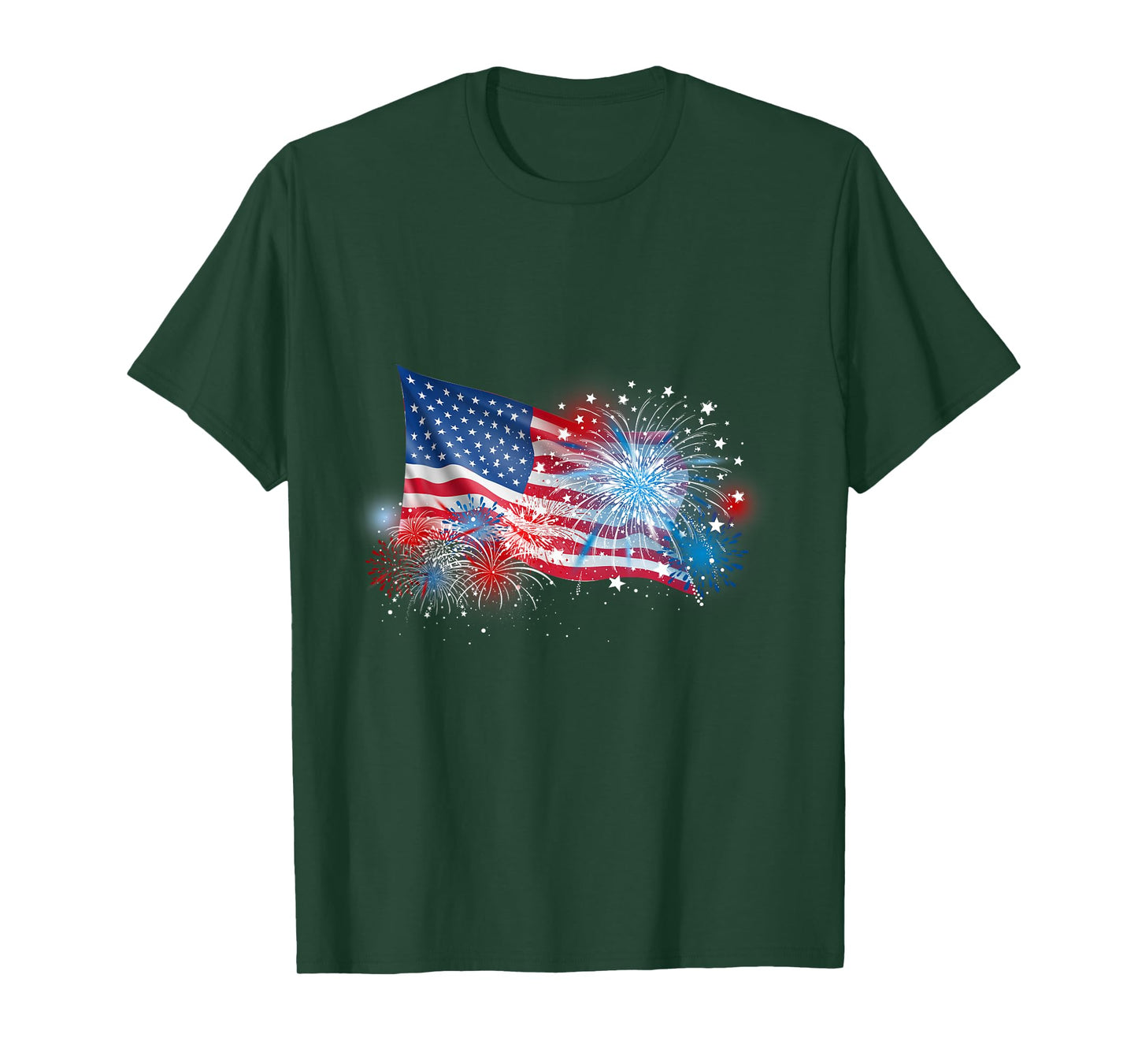 4th of July Red White and Blue Fireworks Show USA Flag T-Shirt