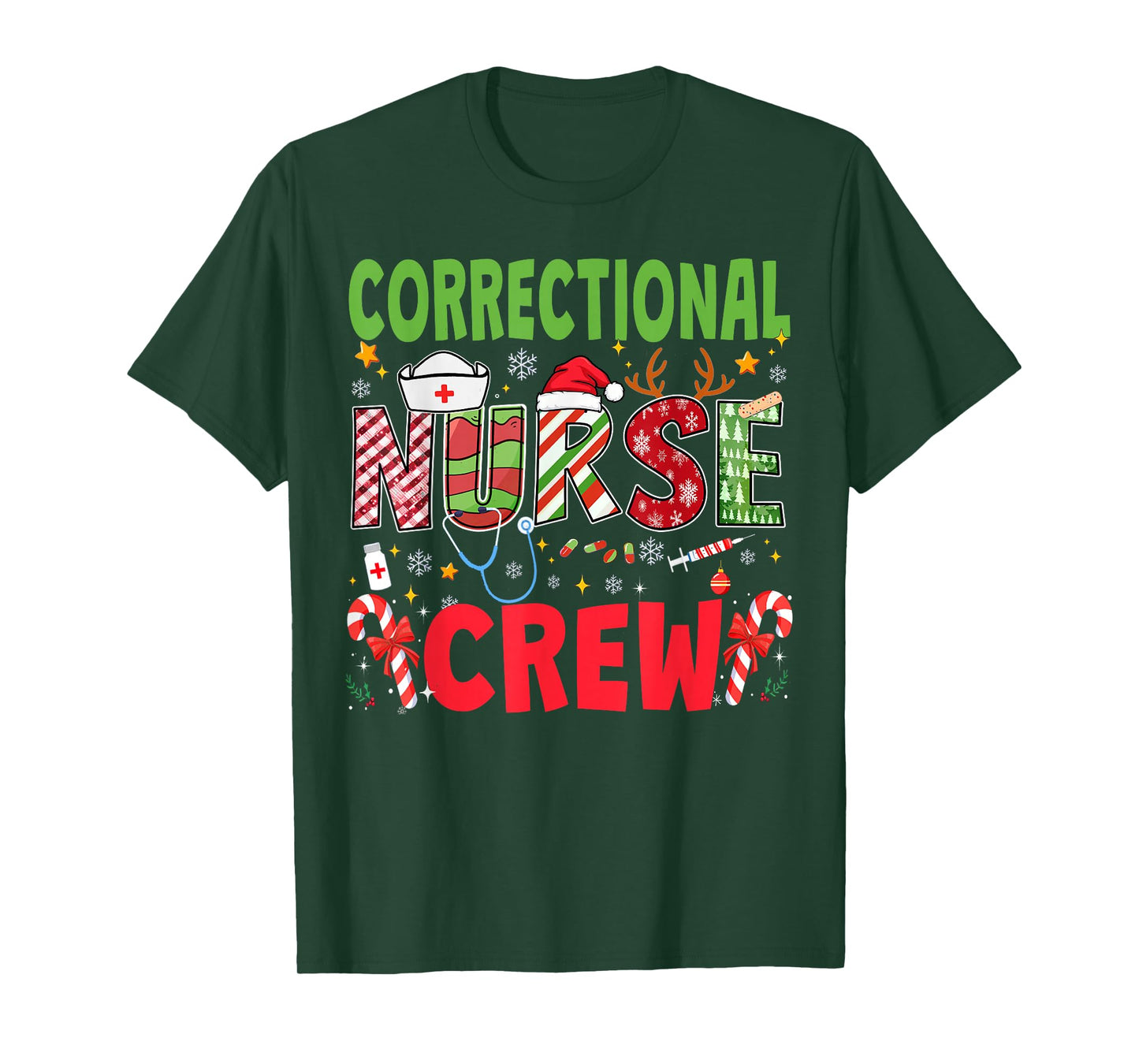 Correctional Nurse Christmas Crew Funny Xmas Nurse Pajama T-Shirt