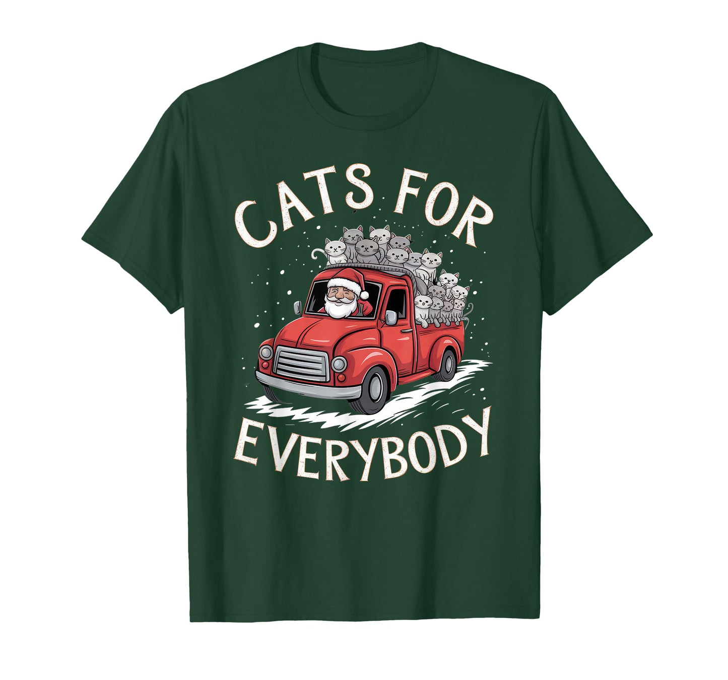 Cats for Everybody Christmas Shirt Funny Xmas Women Santa T-Shirt