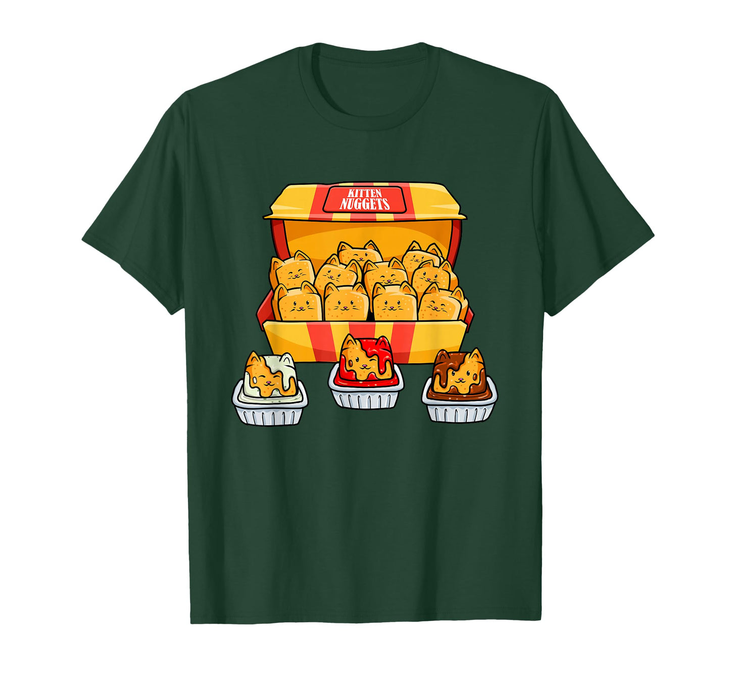 Kitten Nugget Food Pun Kitty Lover Gift Chicken Nuggets Cat T-Shirt