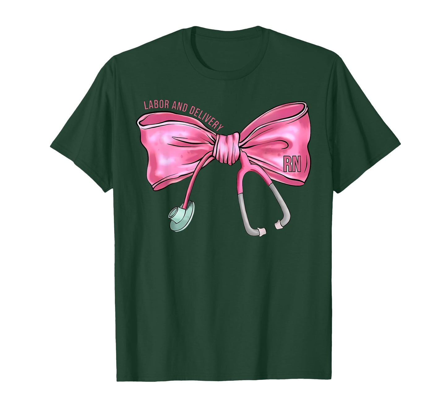 Coquette Bow Stethoscope Labor and Delivery Nurse RN Nursing T-Shirt