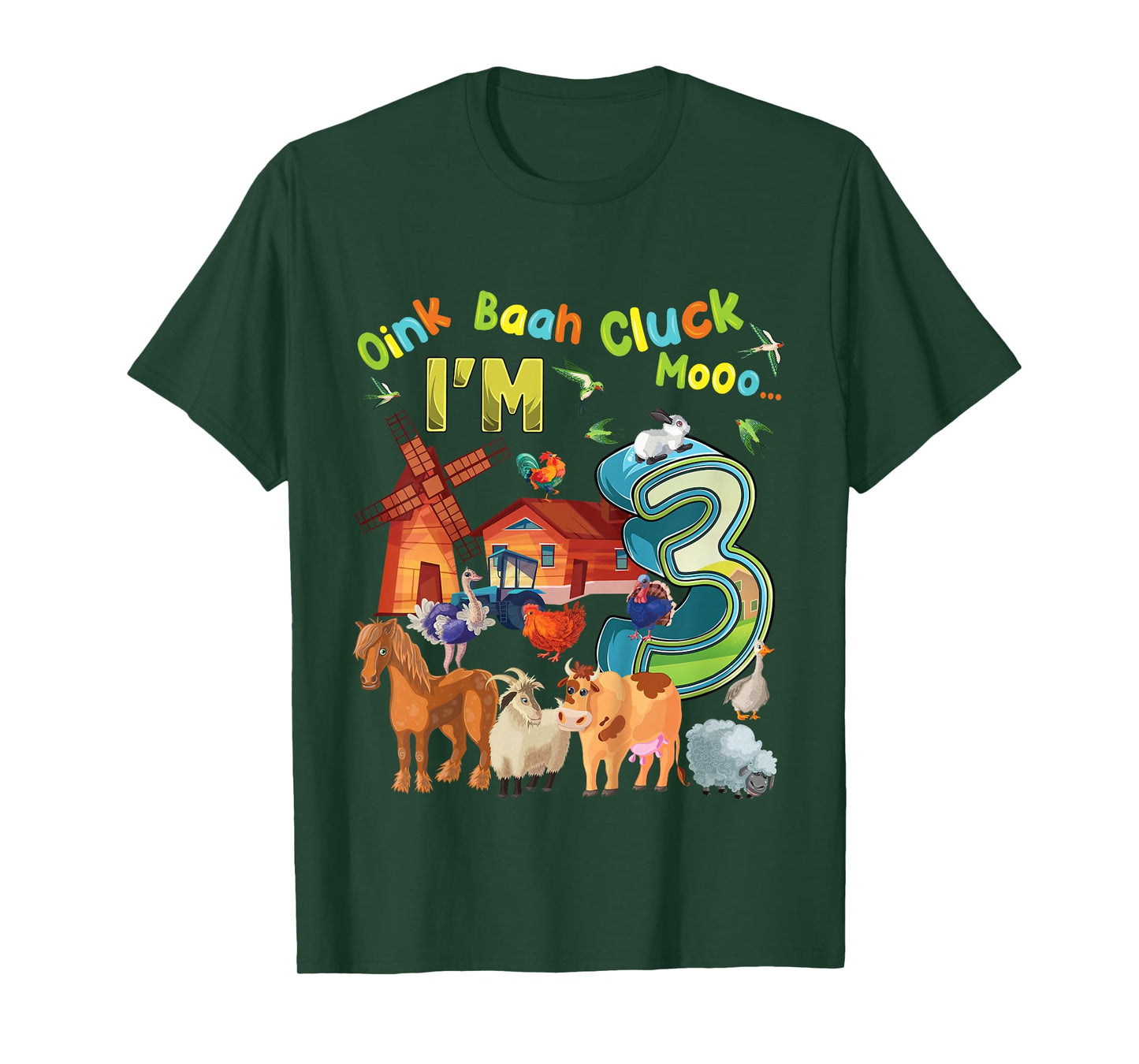 Barnyard 3rd Birthday Farm Animals 3 Years Old Farming T-Shirt