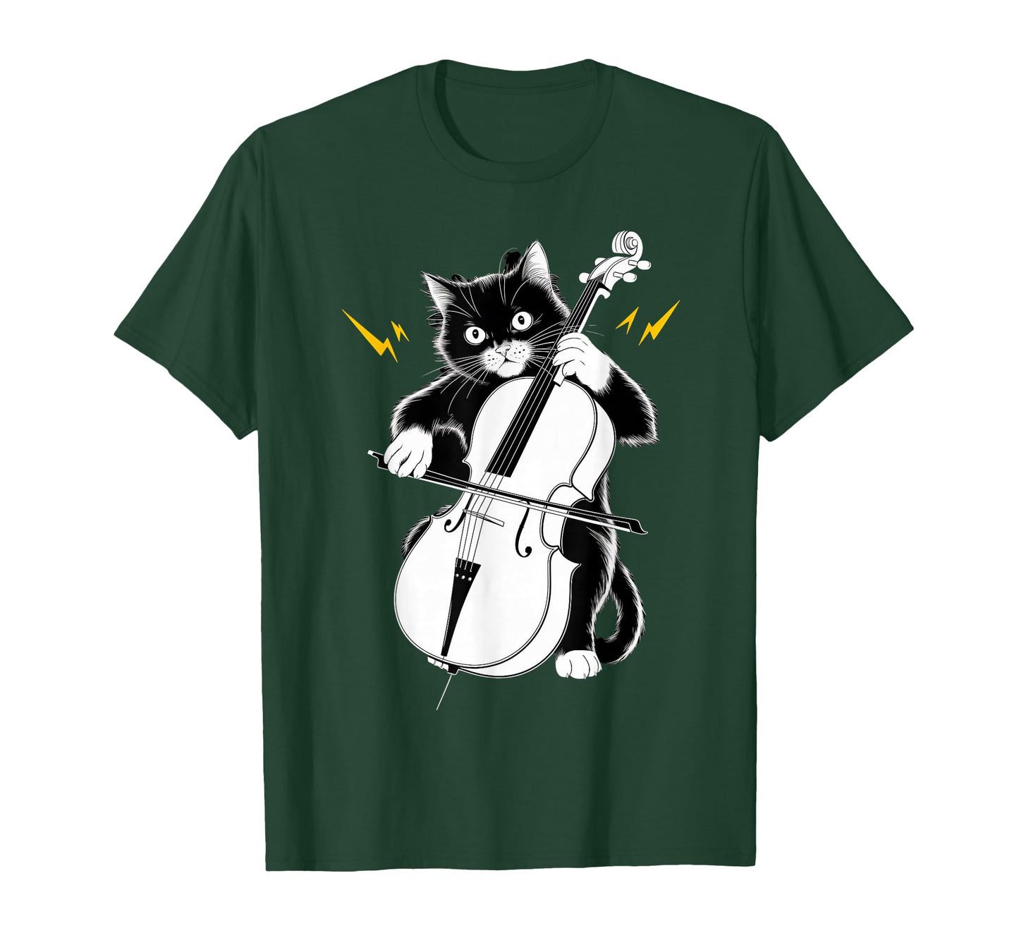 Rockstar Cellist Cat on Cat Cello T-Shirt