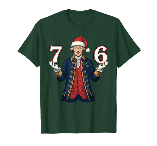 7-6 6-7 Funny George Washington Santa 67 Meme Christmas T-Shirt