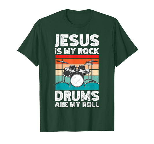 Drummer Jesus Drumming Drums Percussion Faith Christian T-Shirt