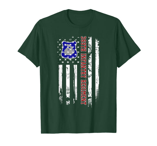 369th Infantry Regiment Veteran USA Flag Veterans Day Xmas T-Shirt