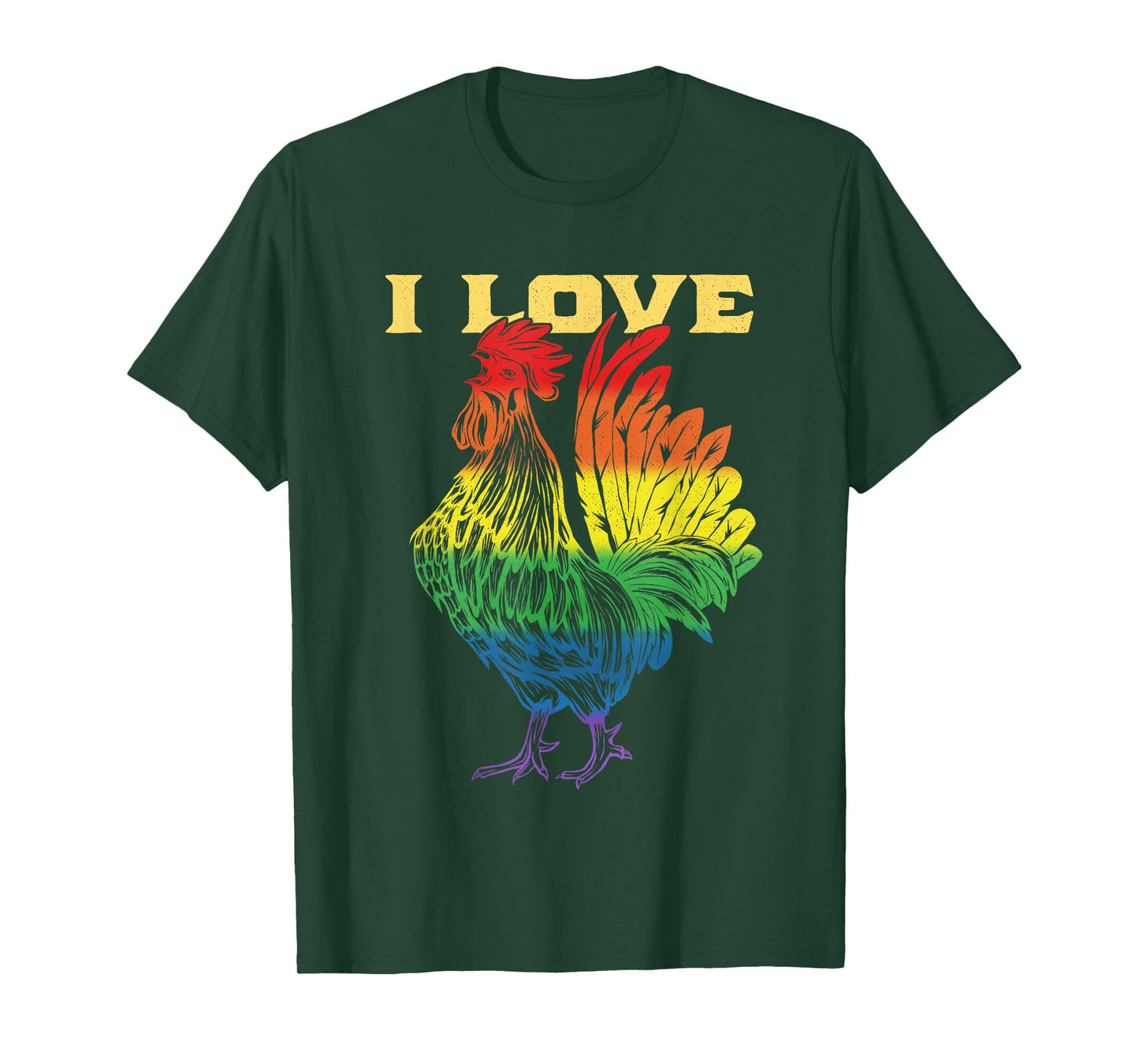 Cock Rainbow Flag LGBT Gay Pride T-Shirt I Love Cock Rooster T-Shirt