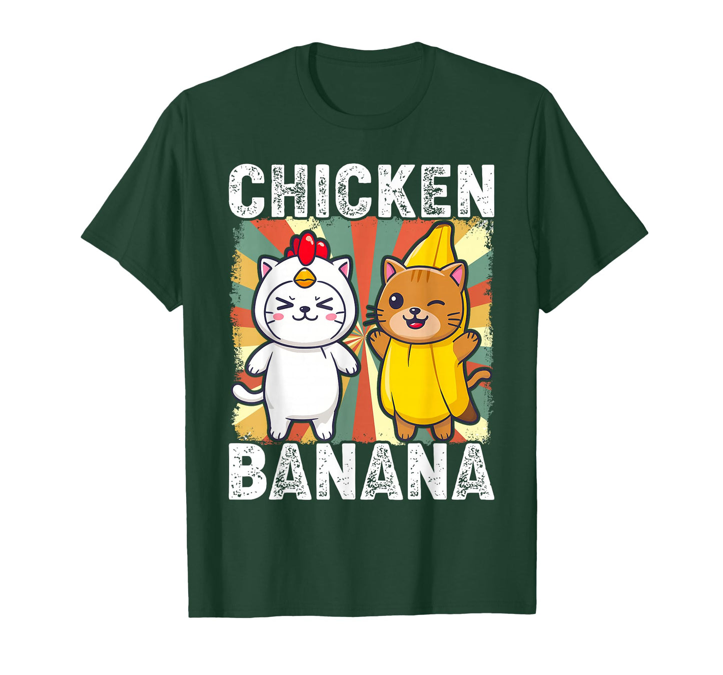 Cute Animals in Chicken and Banana Costumes Kawaii T-Shirt