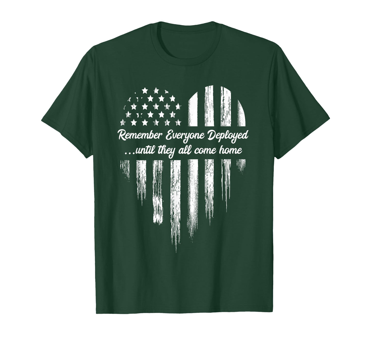 Red Friday Remember Everyone Deployed American Flag Heart T-Shirt Small