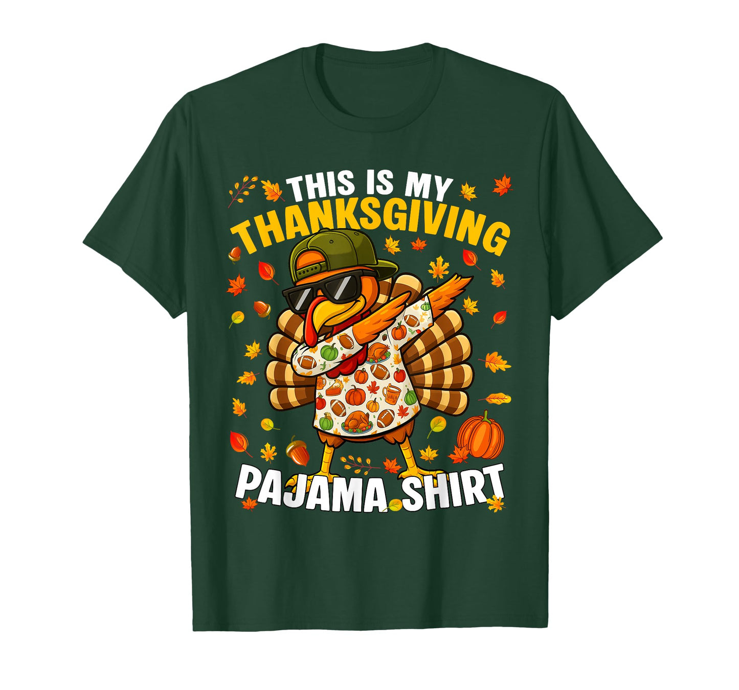 Funny Dabbing Turkey Thanksgiving Pajamas PJs Sports Boy Kid T-Shirt