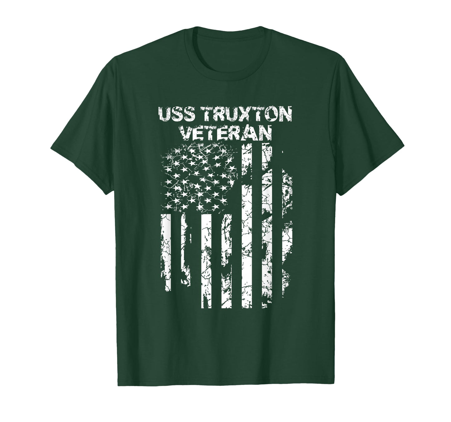 USS Truxton Military Veteran Distressed USA Flag T-Shirt