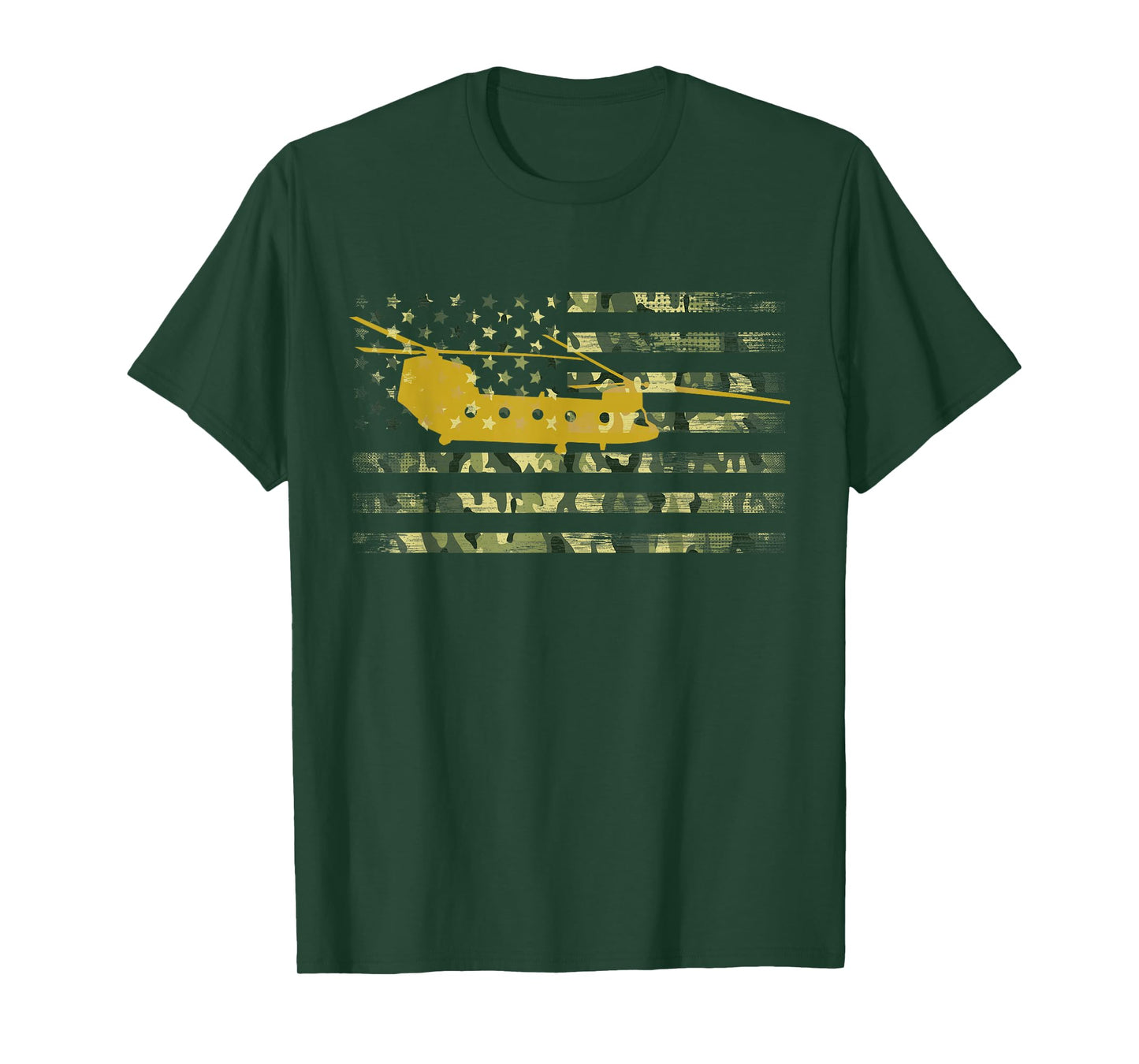 CH-47 Chinook Camo Flag Military Helicopter Shirt T-Shirt