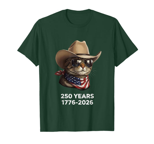 Cat Flag 250 Years 1776-2026 250th Birthday T-Shirt