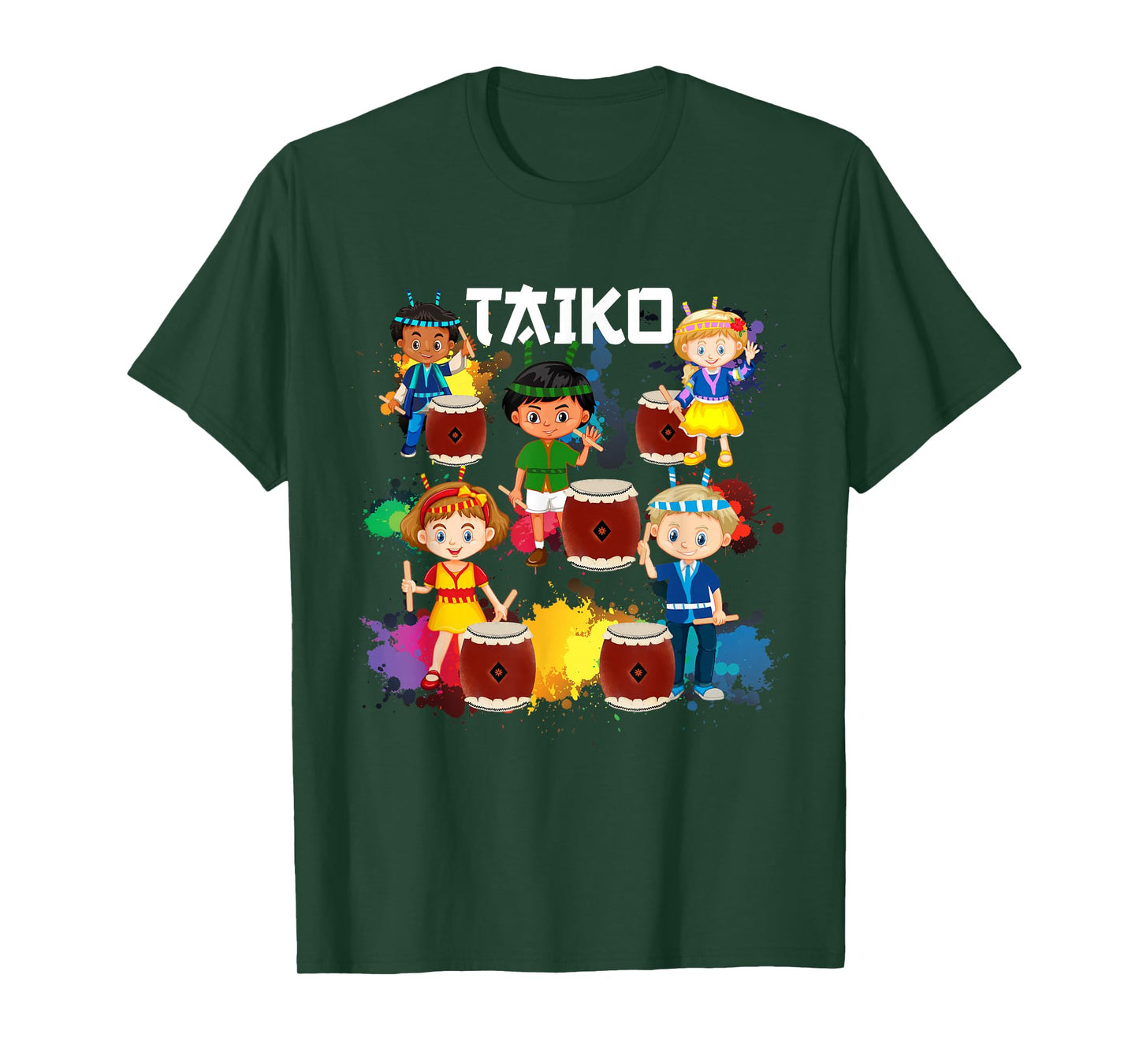 Cool Colorful Taiko Drummer Kids Boys Girls Teens T-Shirt