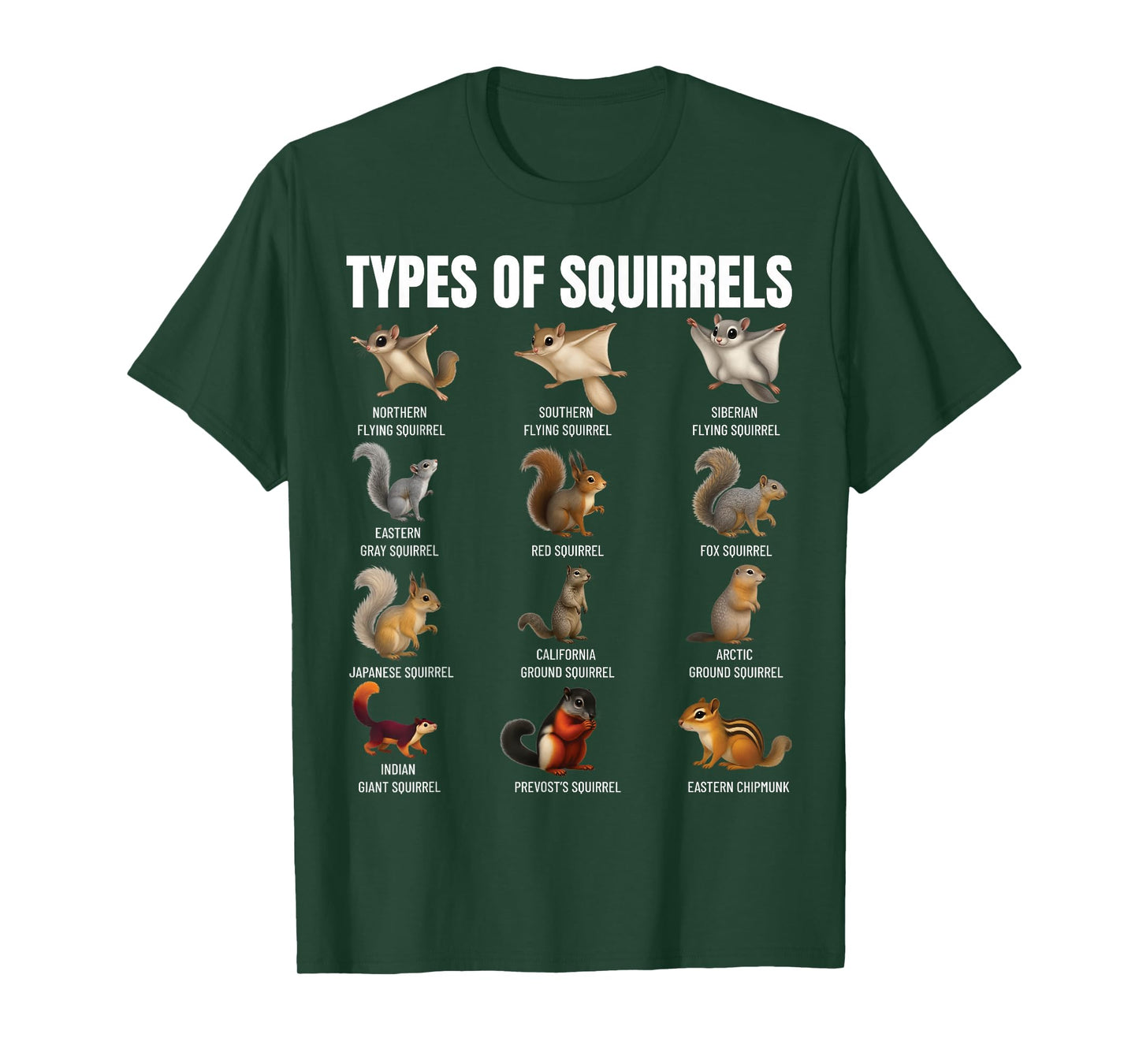 Types of Squirrels Identification Chart Species of Squirrels T-Shirt