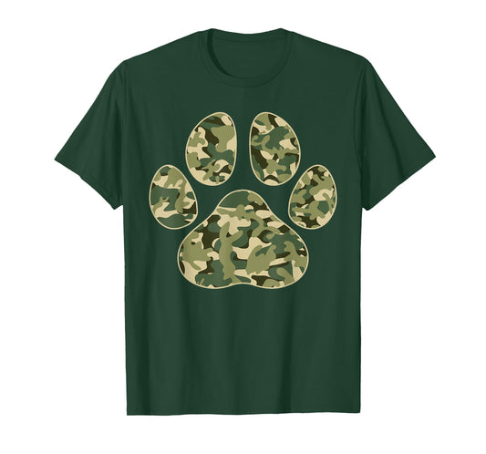 Cute Camo Paw Print Pet Owner Camouflage Paw Print Dog Lover T-Shirt
