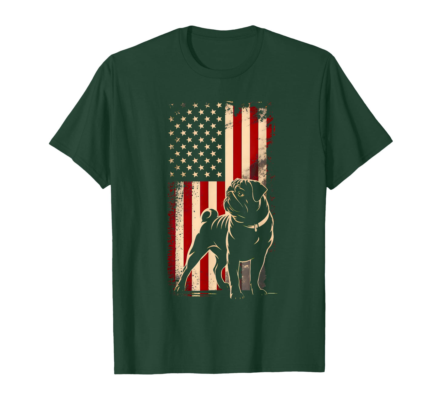 Pug American US Flag 4th Of July Patriot Dog Lover Men Women T-Shirt