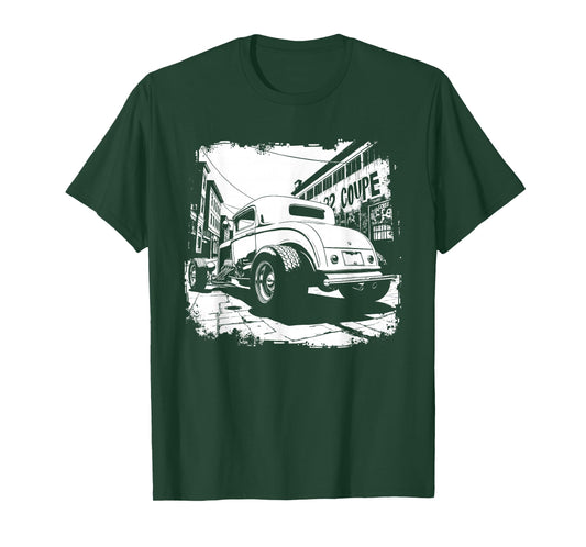 32 Deuce Coupe Silhouette 3 Window Deuce Coupe Hot Rod T-Shirt