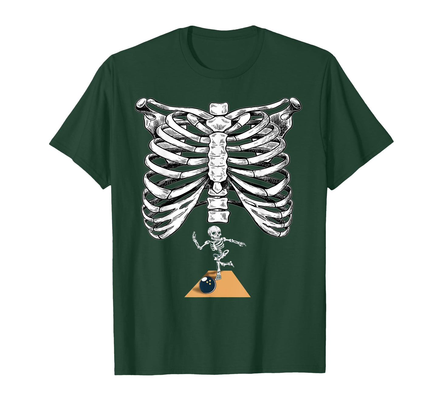 Skeleton Bowling Pregnancy Halloween Bowler T-Shirt