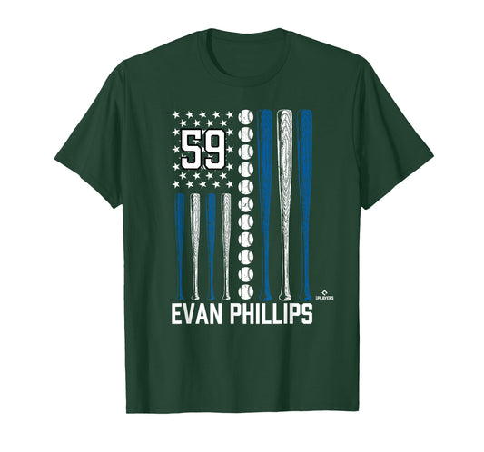 Baseball American Flag Evan Phillips Los Angeles Baseball T-Shirt